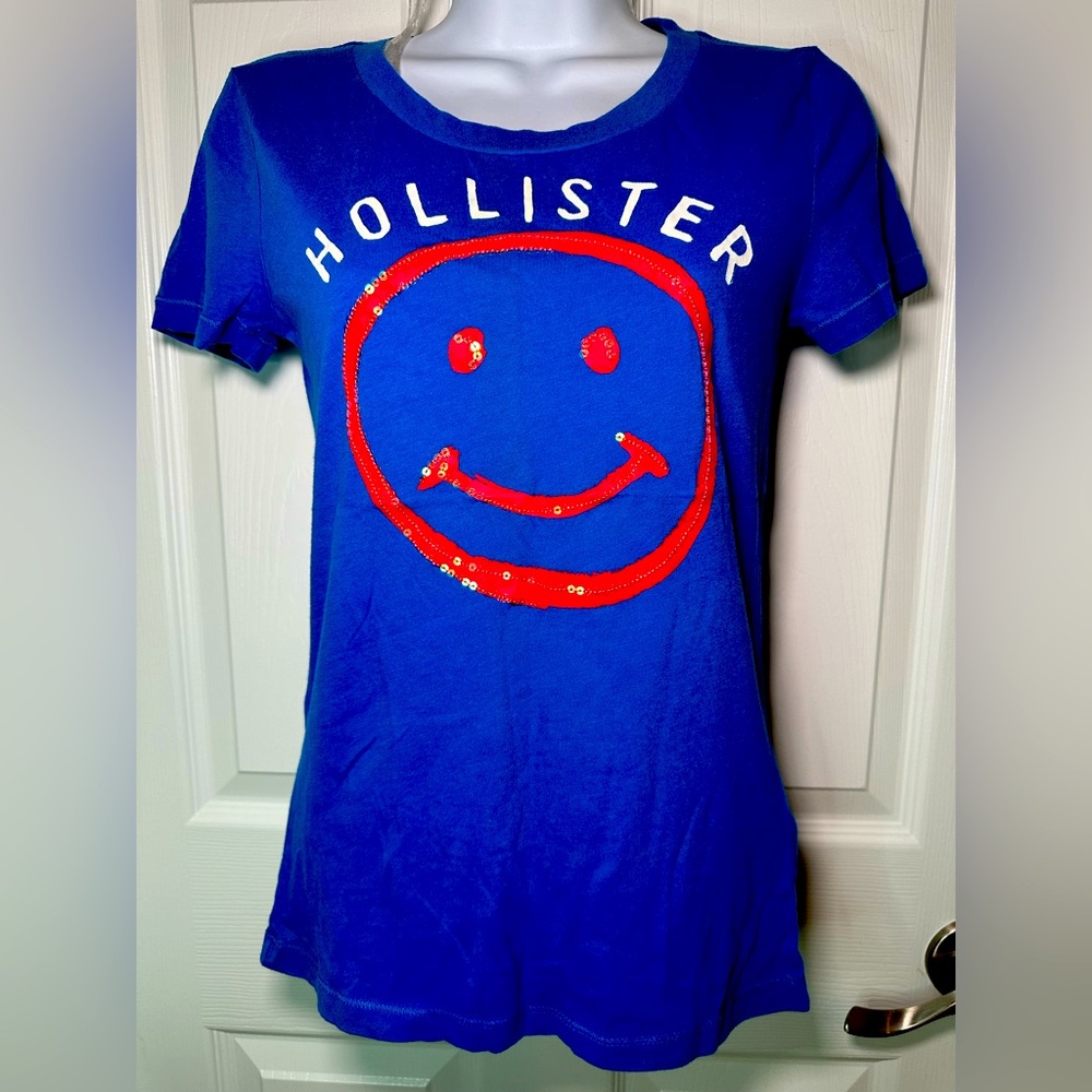 Blue Hollister Happy face Teeshirt M